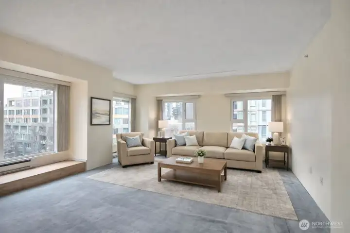 Living room virtually staged