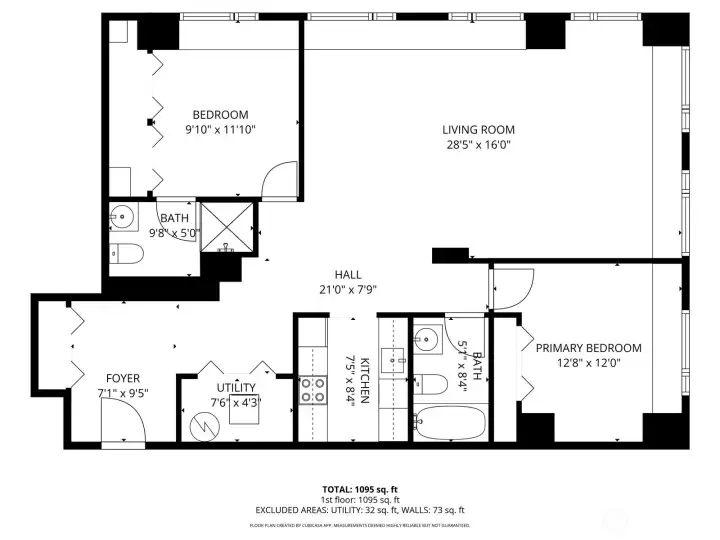 Floor plan, corner unit 505