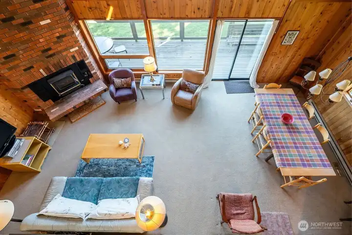 Living/dining area, seen from upper level landing