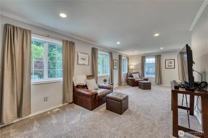 Large bonus room above the garage.  This space has so many uses and has great natural light.