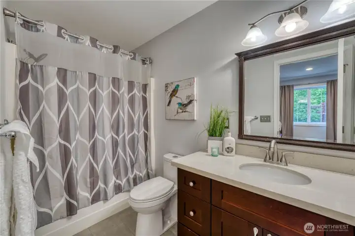 Upstairs bathroom is convenientlylocated between the additional bedrooms.