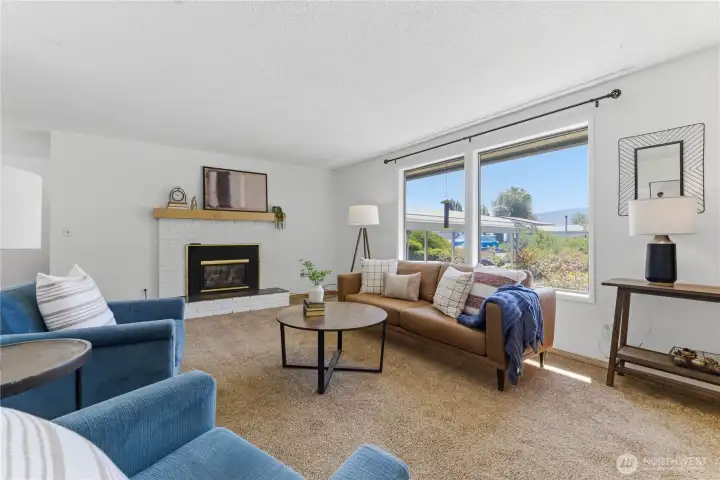 Nice light in Living Room with cozy fireplace