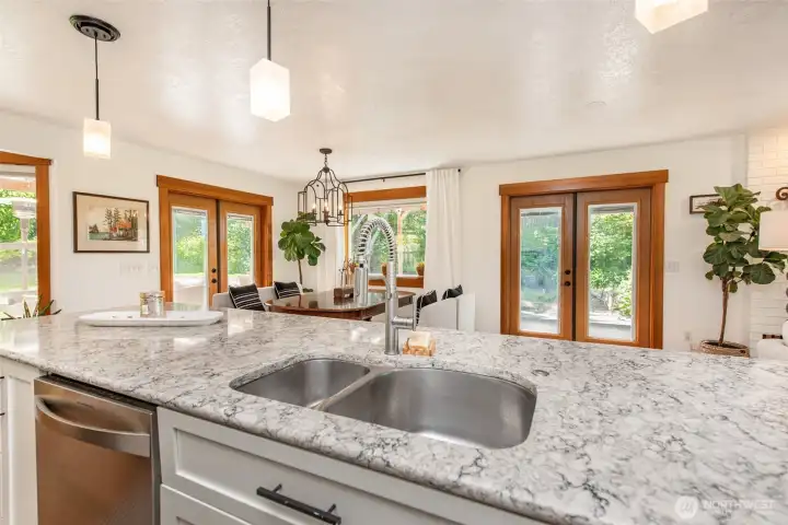 island with sink and dishwasher