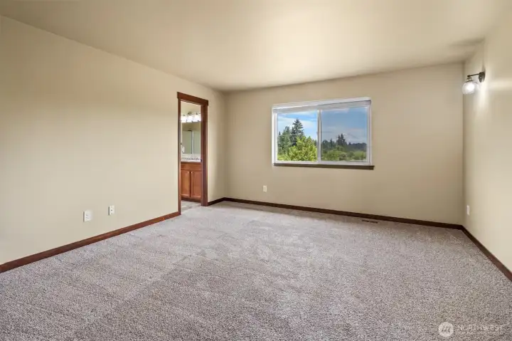 Primary suite allows you another vantage point of Mount Rainer
