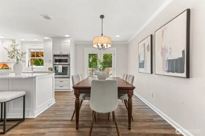 Dining area leads straight out to back deck