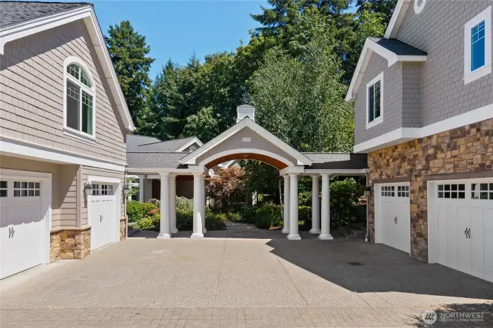 The Grand Entrance with main house on left and guest house to right.