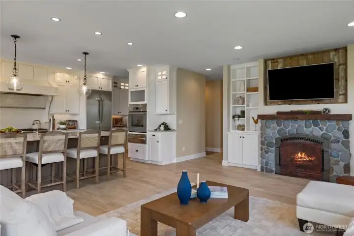 Family room and kitchen