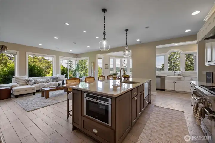 A recently remodeled kitchen by Harrison Homes serves as the heart of the home.
