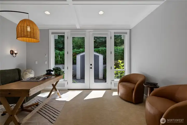 Office with french doors.