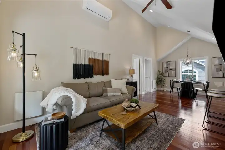 Main living area of guest suite features sliding doors to its own private yard.