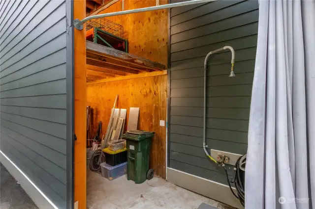 Terrific additional outside storage under the staircase.