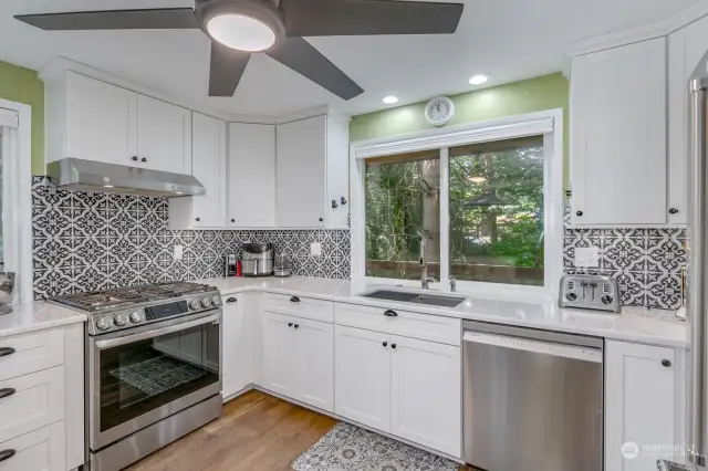 Updated kitchen with high end appliances.