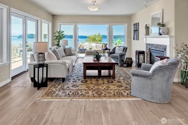 main level living area with access to wrap around deck