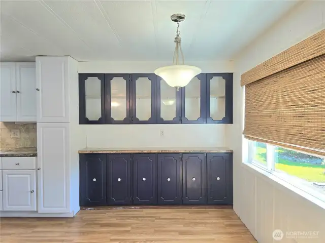 Lots of storage and room for a small kitchen table.