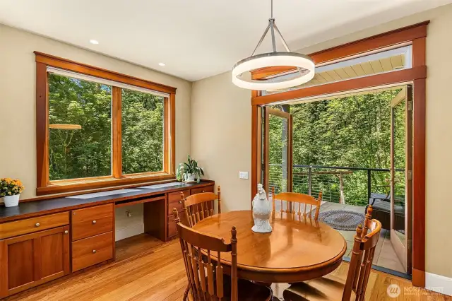 Eat-in dining nook with built-in desk.