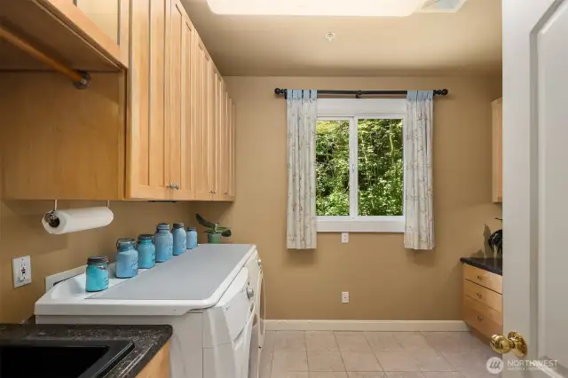 Large laundry room with plenty of storage.