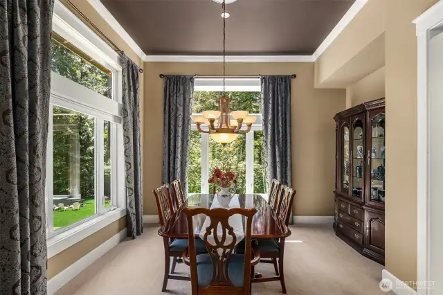 Large formal dining room, perfect for gatherings.