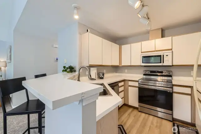 Brand-New Luxury Vinyl Tile Floors, Stainless Stove/Range + Built-in Microwave