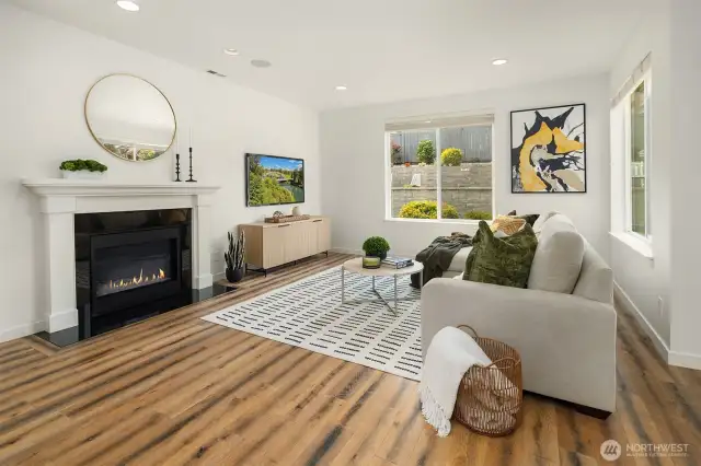 Relax by the gas fireplace and enjoy listening to music from the ceiling speakers throughout