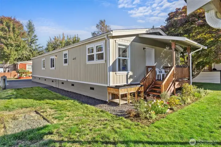 back porch, paved parking on west side