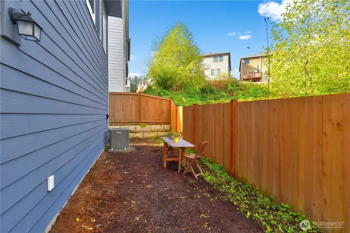 Nice-sized backyard that requires minimal maintenance.