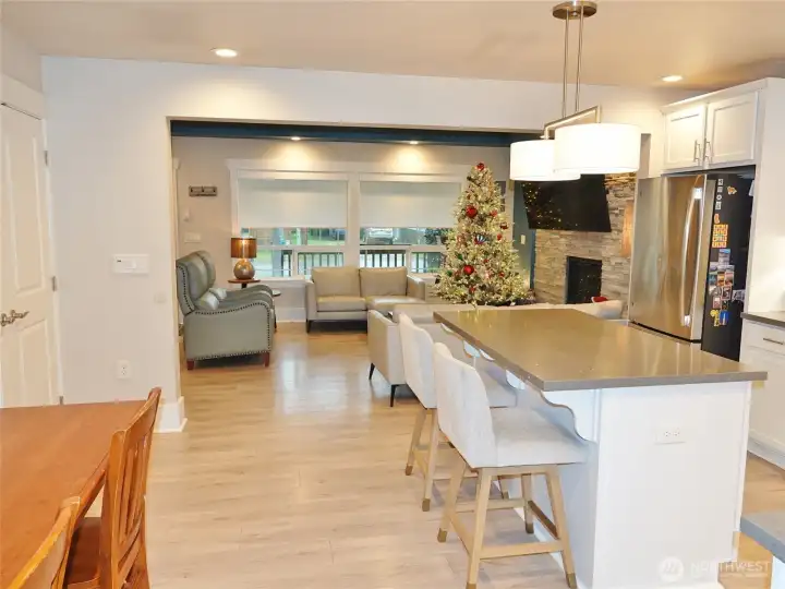 Kitchen and Dining Area.  (Doors on the left is the laundry closet.)