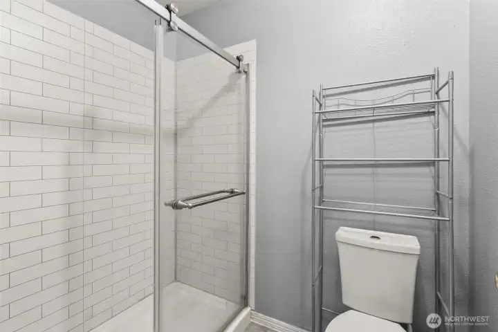 New installed walk in shower in primary bathroom