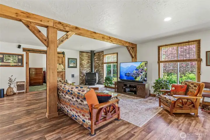 Beautiful custom beams and woodwork.