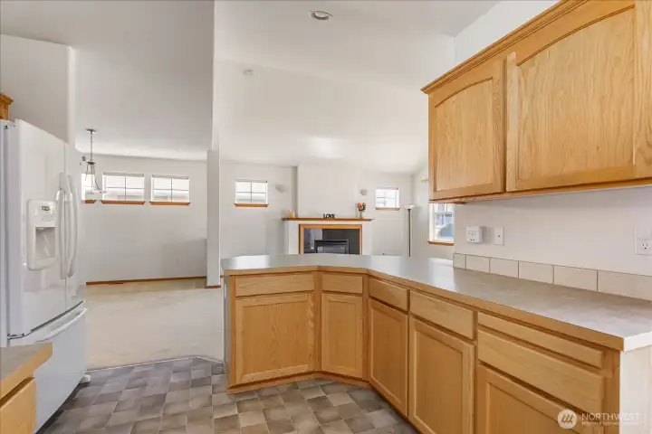 View from the kitchen towards living room.