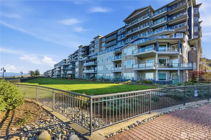 Waterside view of the Baker Building. Unit is on the penthouse level on the right from this view.