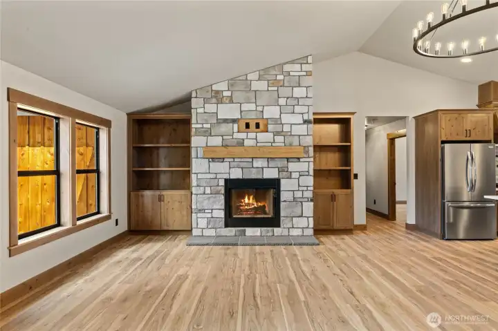 real wood burning fireplace
