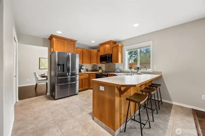 Large pantry closet is to the left for storage and supplies.
