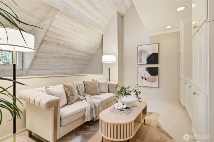 Primary is complete with cozy indoor lounging space
