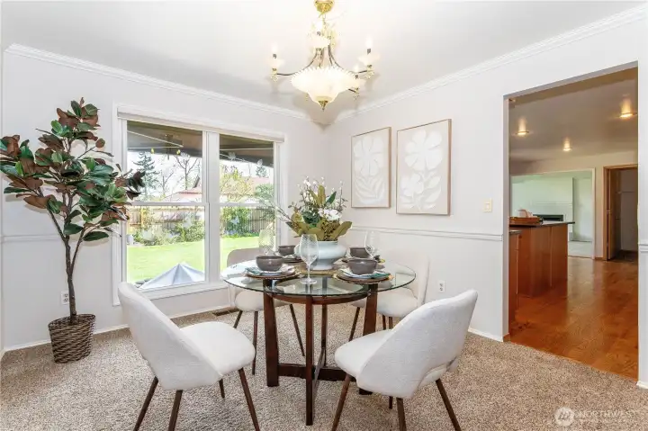 Formal dining room over looks the rear garden