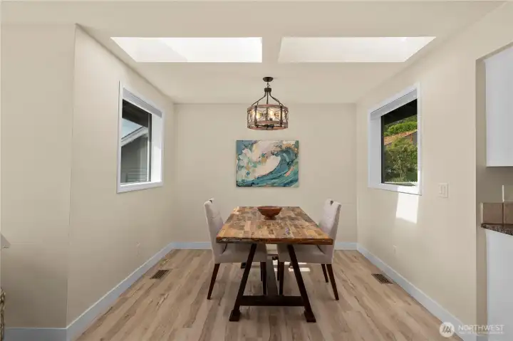 This gorgeous dining area is perfectly located right off of the kitchen!