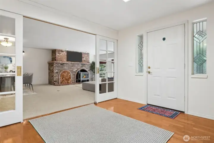 Entryway leads into the living room