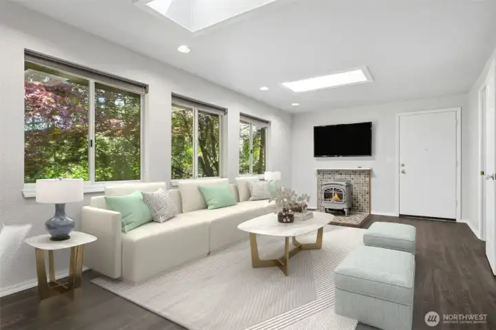 Family Room with propane stove