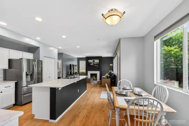 Kitchen was remodeled/updated in 2022 and boasts Quartz countertops, vinyl cabinet wrapping, subway backsplash, hardware on cabinets & drawers, undermount lighting on upper kitchen cabinets