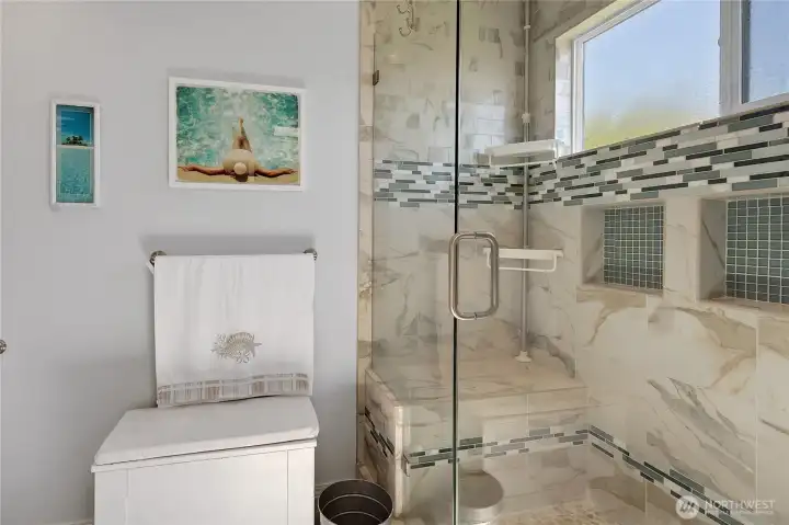 Walk in shower in primary