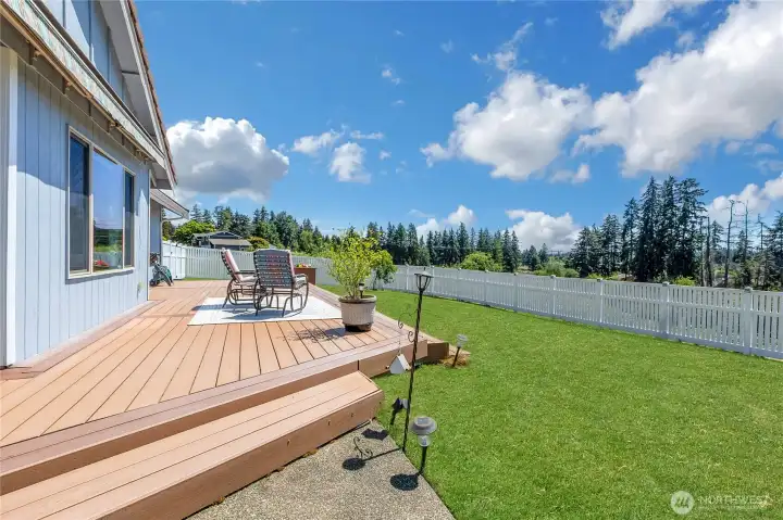 Trex deck expands the back for entertaining and enjoying the view.