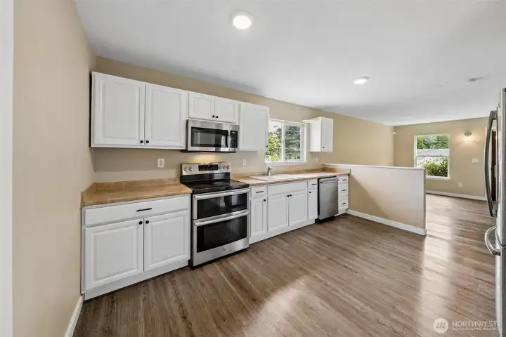 Kitchen is open to the living room.