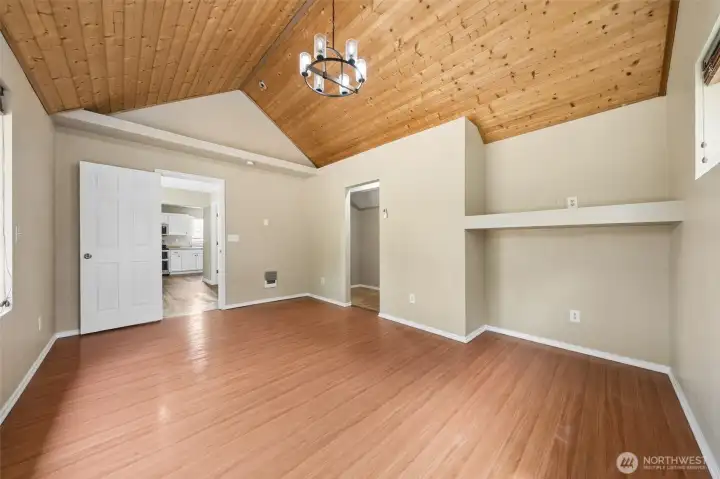 Bedroom on the main floor with walk in closet.