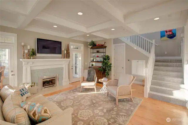 Take the gracious stairway up to the second level....
