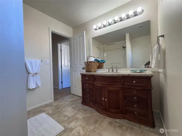 Full Bath upstairs, spacious and pretty too.