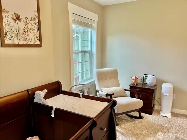 Another view of the second bedroom, showcasing an abundance of windows that fill the room with natural light, creating a bright and airy space.