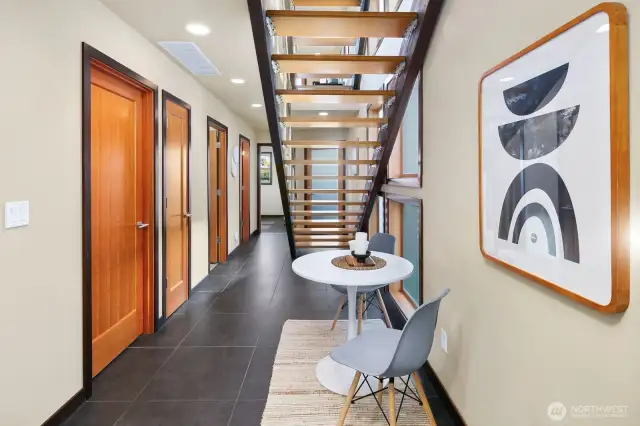 Beautiful floating stairs throughout the home