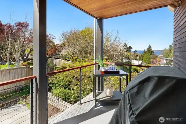 Balcony off of the kitchen has plenty of space for BBQ and an additional storage space.