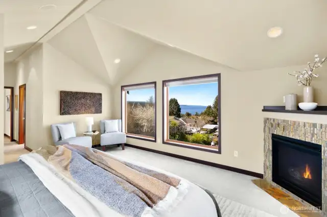 Vaulted ceilings give this room excellent character