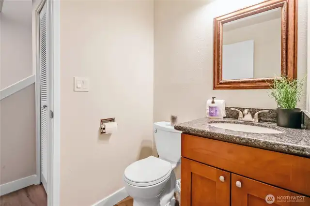 Powder room on lower level.