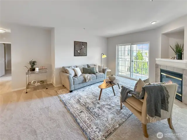 Living Room with slider to deck